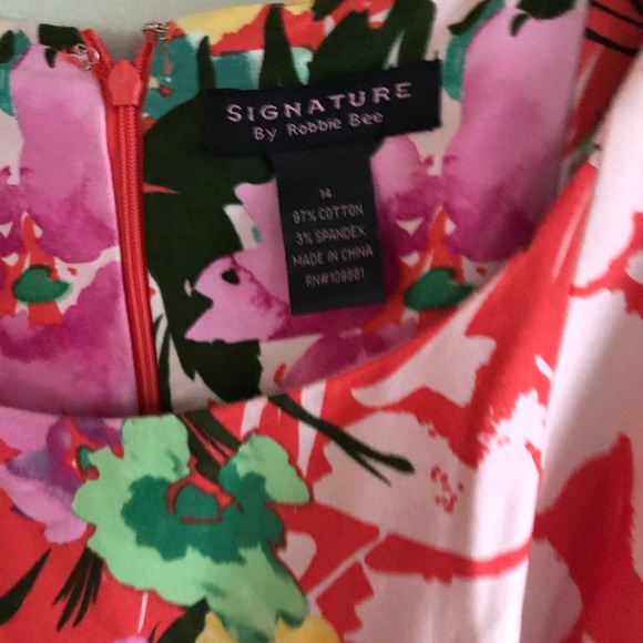 Robbie Bee coral & pink tropical dress - Picture 2 of 6